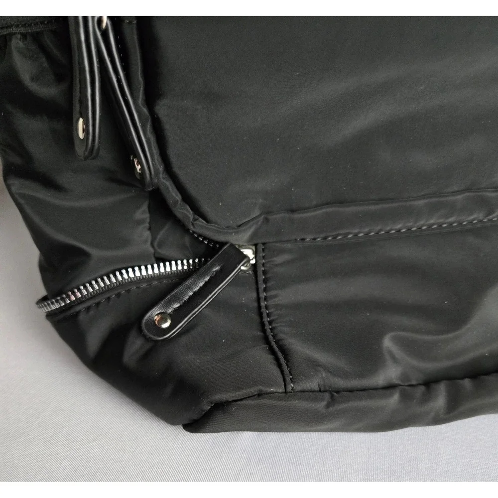 Heart Love Black Nylon Backpack Travel Bag with Trolley Sleeve and Multi Pockets